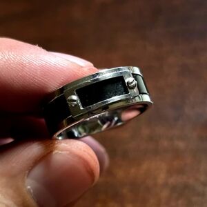 Mini Motif Screws Ring - black silver - Size 8.5